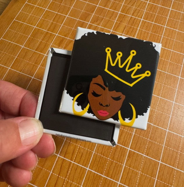 Afro Queen Button Magnet