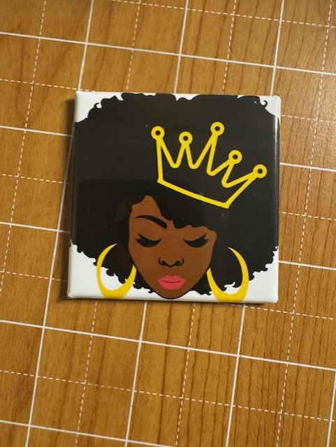 Afro Queen Button Magnet